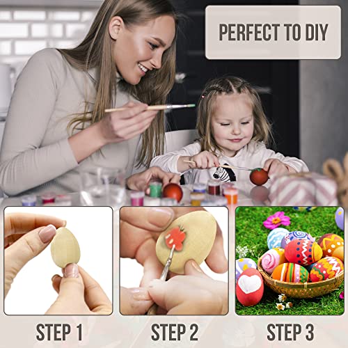 Set of 25 Unfinished Wooden Easter Eggs - 1.6" Craft Eggs for Painting and Decorating - DIY Wood Eggs for Crafts - Faux Chicken Eggs for Art Projects AEVVV