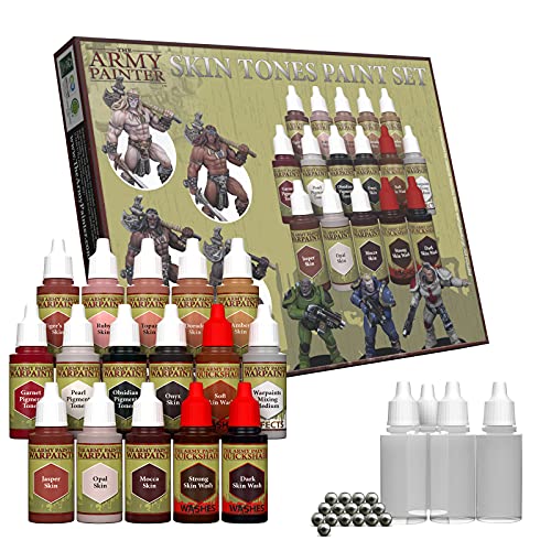 The Army Painter Skin Tones Paint Set, 16 Acrylic Paints, 4 empty bottles and 16 Mixing Balls for Advanced Techniques in Wargames Miniature Model The Army Painter