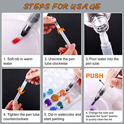 Acrylic Paint Brush Set, 6 Packs / 60 pcs Nylon Hair Brushes. Watercolor Paint, 48 Color, a Brush and a Refillable Water Brush Penfor All Purpose Oil AROIC
