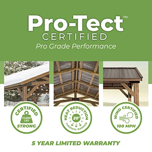 Backyard Discovery Norwood 20 ft. x 12 ft. All Cedar Wooden Carport Pavilion Gazebo with Hard Top Steel Roof Backyard Discovery