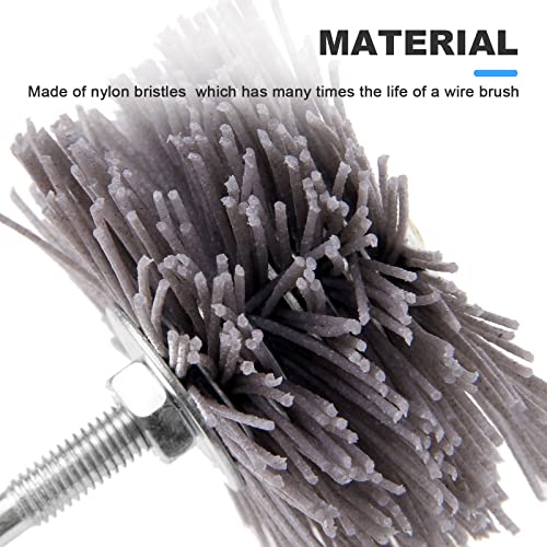 Mtsooning 4PCS Nylon Wheel Brush, Polish Grinder Brush 80, 120, 180, 240 Grit, Abrasive Grinding Head with Threaded Shank for Removing of Corrosion Mtsooning