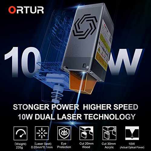 ORTUR Laser Master 3 Laser Engraver, 10W Higher Accuracy Laser Cutter, 20000mm/min Engraving Speed and App Control Laser Engraver for Wood and Metal, Ortur