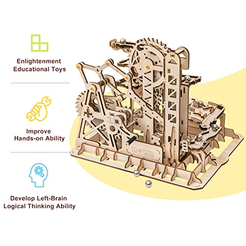 ROKR Marble Run 3D Wooden Puzzles Model Building Kits for Adults - Educational Project Brain Teaser, DIY Crafts for Adults & Kids (Ladder) ROKR