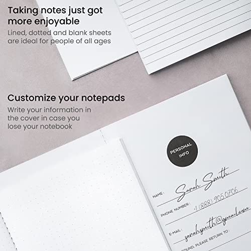 ARTEZA Pocket Notebooks, Set of 5, 5 x 8 Inches, 40 Sheets Each, Butterfly Designs, 2 Dotted, 2 Ruled, and 1 Blank Softcover Journal with Smooth ARTEZA