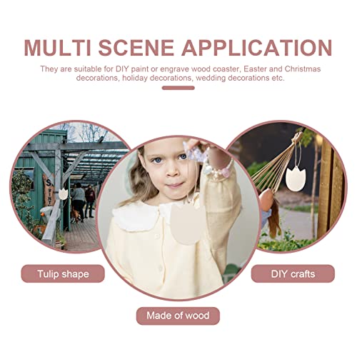 20Pcs Unfinished Wooden Cutouts Tulip Flower Wooden Slices DIY Wooden Embellishment Blank Wood Pieces for DIY Arts Crafts Wedding Decorations VOSAREA