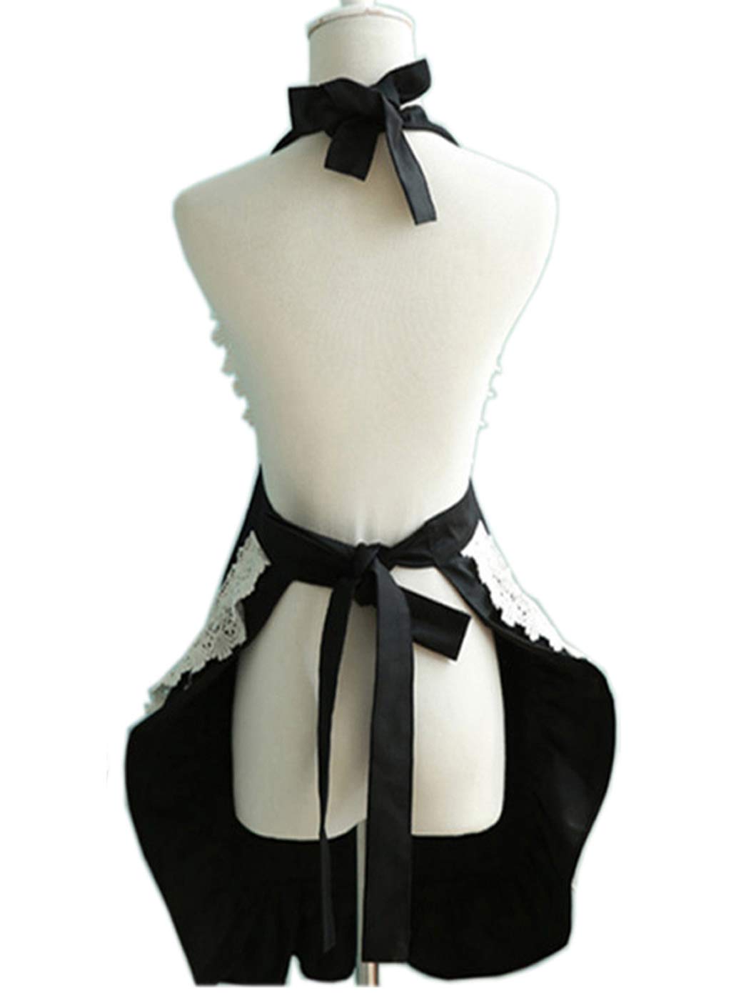Hyzrz Lovely Home Work Adjustable Apron Shop Cake Kitchen Cooking Aprons for Women Girls with Pocket for Gift,Black Hyzrz