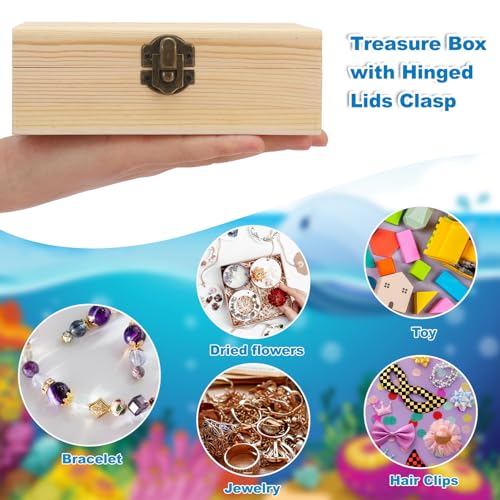 Hoemwarm 12 Pack Unfinished Wood Box with Hinged Lid, Storage Wood Box for Diy Flower Small Craft Unpainted Jewellery Organizing Plain Pine Box Art, Hoemwarm