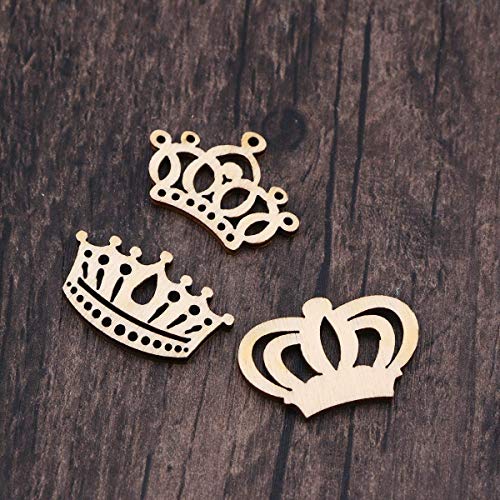 Samanter Crown Shape Wood Slices,Unfinished Wood DIY Craft 100pcs Samanter Lamantery