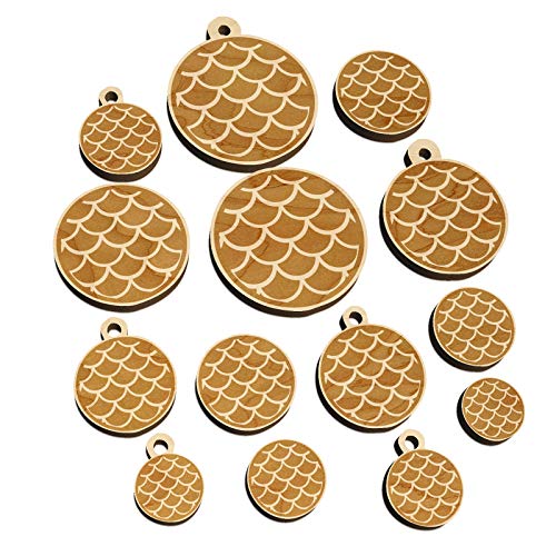 Mermaid Dragon Fish Scales Circle Mini Wood Shape Charms Jewelry DIY Craft - 20mm (15pcs) - No Hole Sniggle Sloth