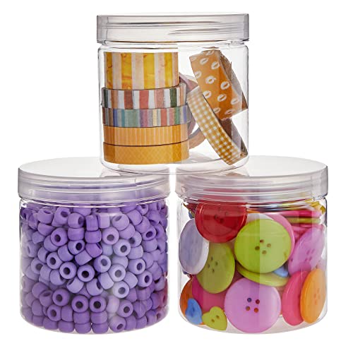 Juvale Slime Containers with Lids - 8 Pack Clear Plastic Jars for Kids DIY Crafts (12 oz) Juvale