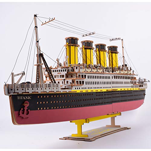 Bitopbi Large Size Titanic Model 3D Wooden Puzzles Cruise Ship English Version Collectible Building DIY Assembly Constructor Kit Collection Gift for Bitopbi