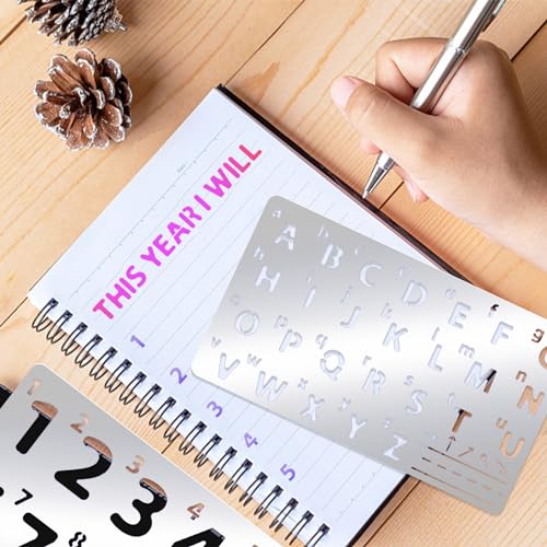 INFUNLY Metal Number Alphabet Stencils Mixed Letter Number Stencils Stainless Steel Number Alphabet Template for Painting Wood Carving Drawings INFUNLY