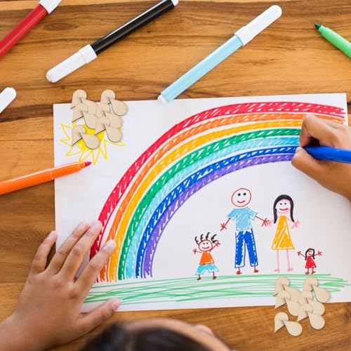 BESTOYARD 50 Pack Nativity Decor Wooden Teardrop Shape Wood Piece Woodsy Decor Wood Teardrop Blanks DIY Craft Wood Embellishments Ornaments Water BESTOYARD