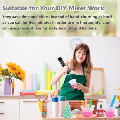 Rechargeable Epoxy Resin Mixer,USB Handheld Electric Resin Mixer for Mixing Epoxy Without Bubbles, Resin Stirrer for Tumblers Epoxy, Resin Molds, WAQONUY