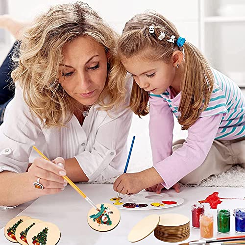 WLIANG 50 Pcs 3 Inch Wood Circles for Crafts, Unfinished Blank Wooden Circles Round Disc Cutouts for DIY, Painting, Staining, Christmas, Coasters WLIANG