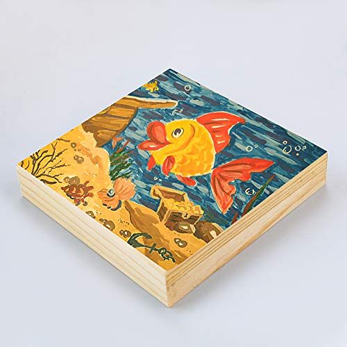 BILLIOTEAM 8 Pack Unfinished Square Wood Panels,4" x 4"/10cm x 10cm,Blank Wooden Canvas Cradled Painting Panel Boards for BILLIOTEAM