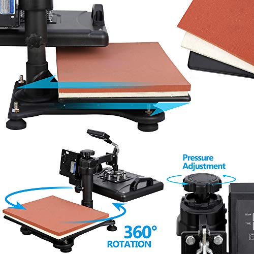ZENY Heat Press Machine for T Shirt, 5 in 1 Combo Multifunctional Swing Away Clamshell Printing Sublimation Heat Press Transfer Machine for Plate Cap ZENY