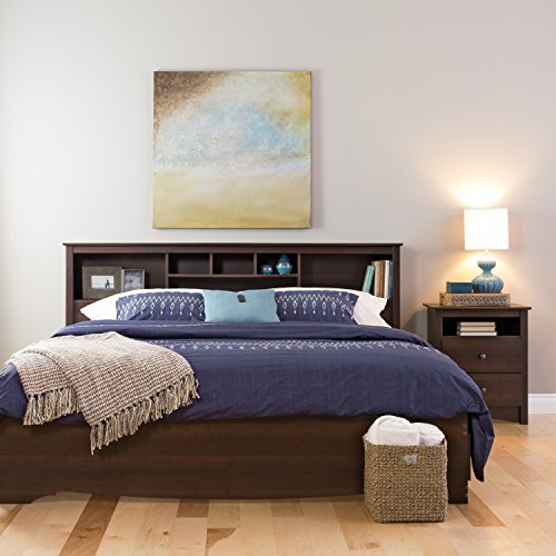 Prepac King Size Bed Headboard: Stylish Espresso King Headboard with Bookcase for King Size Beds, Freestanding (81.5" W x 43" H x 11" D) - ESH-8445 Prepac