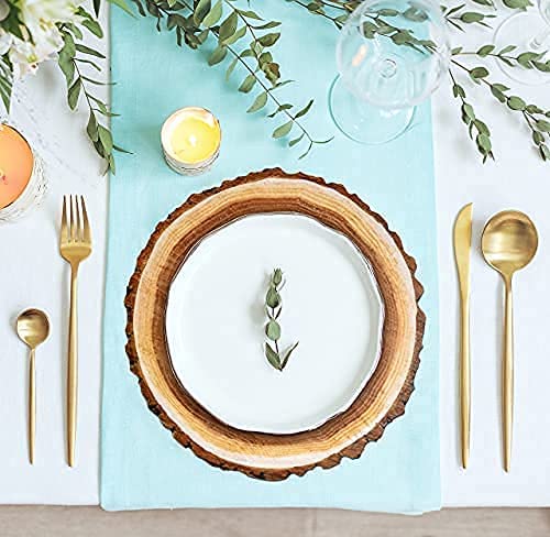 Gift Boutique Disposable Wooden Slice Paper Place Mats 50 Pack 13.5" Round Rustic Brown Wood Slices Charger Place Mat for Farmhouse Tan Table Setting Gift Boutique