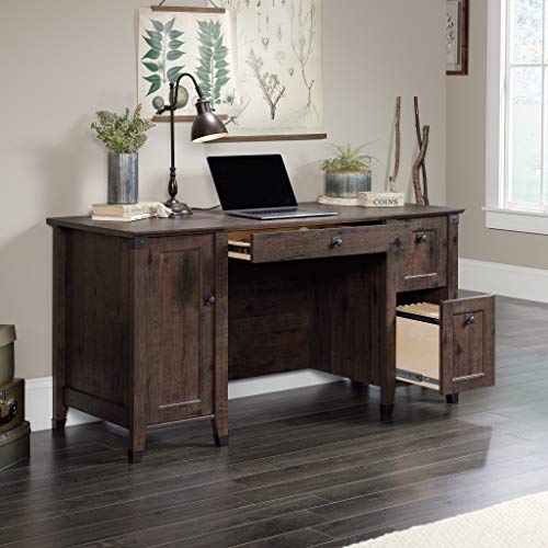 Sauder Carson Forge Computer Desk, Coffee Oak finish Sauder