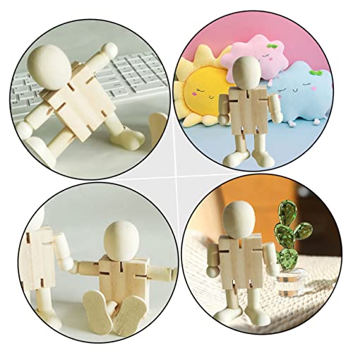 EXCEART 3pcs White Embryo Robot Peg People Kit Unfinished Robot Unfinished Peg Dolls Peg People Toys Blank Peg People Craft Blank Wood Doll Figures EXCEART