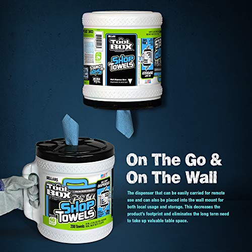 Sellars 55208 Toolbox Shop Towels Dispenser Bucket, 12" Length x 10" Width, Blue (2 Buckets of 200 Sheets) Sellars Wipers & Sorbents