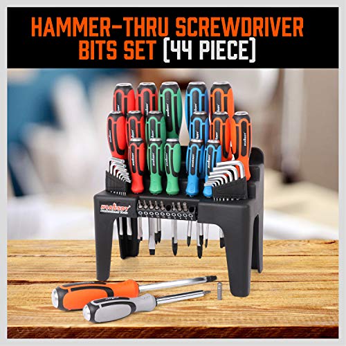 HORUSDY 44-Piece Magnetic Screwdriver Set with Go-Thru Steel Blades | High Torque, Plastic Racking HORUSDY