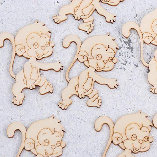 ABOOFAN 60 Pcs Wooden Table Christmas Decor Unfinished Wood Monkey Cutout Shapes Wood Letters Crafts Wood Cutouts for Crafts Unfinished Wooden ABOOFAN