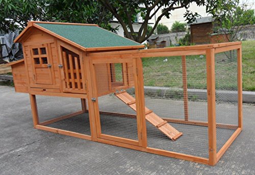 ChickenCoopOutlet Deluxe Large Wood Chicken Coop Backyard Hen House 3-5 Chickens w Nesting Box Run ChickenCoopOutlet