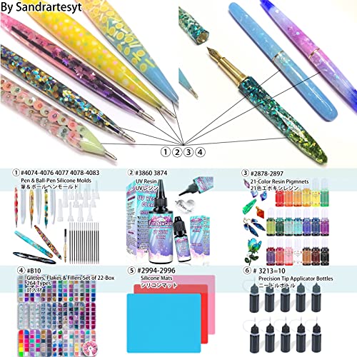 Fountain Pen and Ball-Pen Silicone Molds Epoxy UV Resin Casting Kit of 22 FUNSHOWCASE