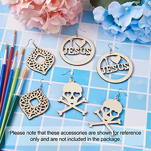FASHEWELRY 80Pcs Unfinished Wooden Earrings Pendants Africa Shape Wood Earring Blank with 80Pcs Jump Rings & Earring Hooks for Jewelry Making FASHEWELRY