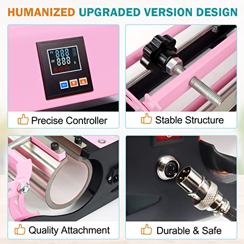 Realkant Tumbler Heat Press Machine, 110V Tumbler Press for 20OZ 30OZ Sublimation Skinny Straight Tumblers Glass Jar & 11-15OZ Mugs, Mug Tumbler Realkant