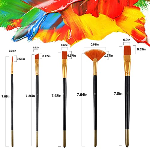 12 PCS Paint Brushes Sets,Background Blender Paint Brushes Painting Knife,Fan Blender Artist Brush,2in and 1in Landscape Brush for Oil Paint Supplies WOUFENG