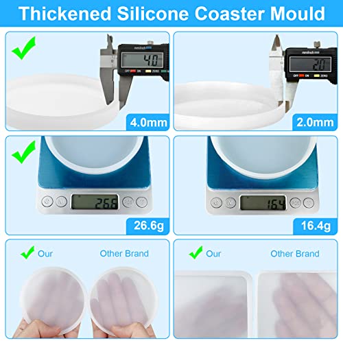 4 PCS Thickened Coaster Resin Molds, Coaster Silicone Molds for Epoxy Resin, Coaster Molds for Resin Casting, Epoxy Resin Molds for DIY Resin Sjubaopen
