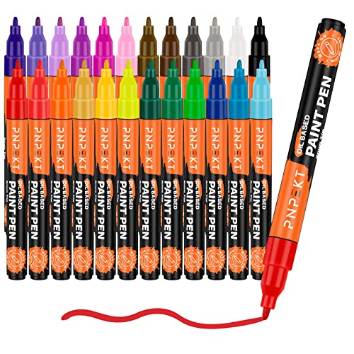 Paint Markers 24 Colors Oil-Based Paint Pens Paint Markers Waterproof Never Fade,Quick Dry Permanent Marker Pen Set For Rocks colpart