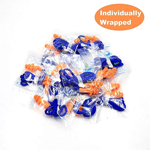 Quality Reusable Earplugs 100 Pair - 25dB Corded Silicone Ear Plugs for Shooting Noise Reduction Construction Work - Motorcycle Ear Plugs with String Quality Plugs by Rips