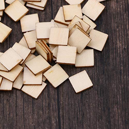 Artibetter Decorative Labels 200pcs Unfinished Blank Wood Square Discs Wood Cutout for DIY Craft Rustic Wedding Decorations 25mm Homemade Ornaments ARTIBETTER