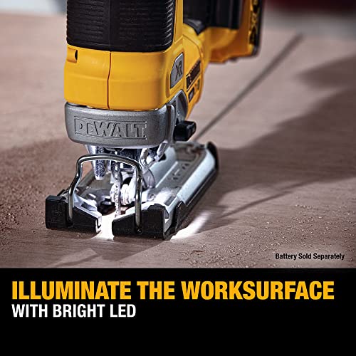 DEWALT 20V MAX XR Jig Saw, 3,200 Blade Speed, Cordless, Brushless Motor, LED Light, Bare Tool Only (DCS334B) DEWALT