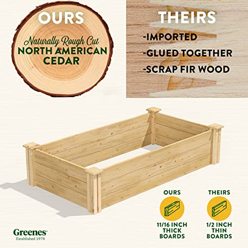Greenes Fence Original Cedar Raised Garden Bed, 2' x 4' x 10.5" - Made in USA with North American Cedar Greenes Fence