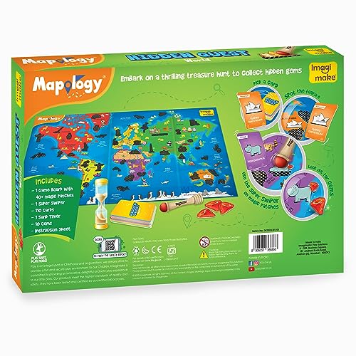 Imagimake Mapology Hidden Quest World Map Board Game | Magical Swipe & Reveal | Educational Toys for 5-7 | Board Game for Kids 8-12 | Boys & Girls Imagimake