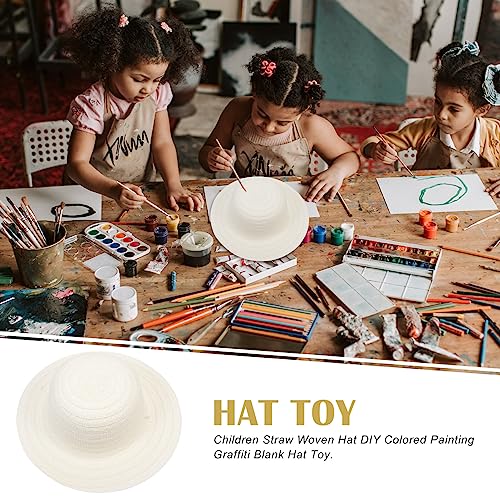TEHAUX DIY Straw Hats, White Straw Hats Outdoor Woven Hat Unfinished Blank Hats Straw Hats for Art Painting & DIY Tea Party Dress Up Hats 6Pcs TEHAUX