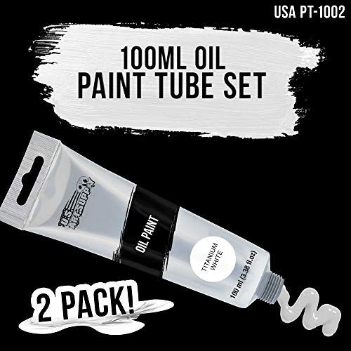 U.S. Art Supply Artists Oil Color Paint, Titanium White, 2 Extra-Large 100ml Tubes - Professional Grade, Excellent Tinting Strength, Mixable - U.S. Art Supply