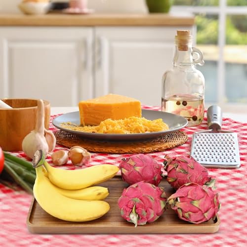 2 PCS Solid Acacia Wood Serving Trays Rectangular Wooden Serving Platters Natural Wooden Boards for Bar Coffee Party 15.7 * 7.08 inch Charmewood