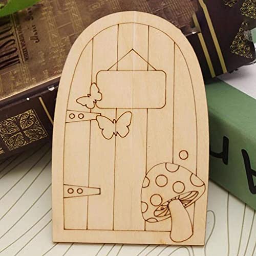 VOSAREA 30Pcs trinkets gnome House Door Window Wood Door Slice Fairy Gnome Door Wood Cutout hut Shape Wood Slice unpainted elf Door House Shaped Wood VOSAREA