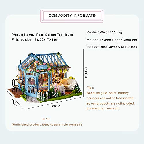 CUTEBEE Dollhouse Miniature with Furniture, DIY Dollhouse Kit Plus Dust Proof and Music Movement, 1:24 Scale Creative Room for Valentine's Day Gift CUTEBEE