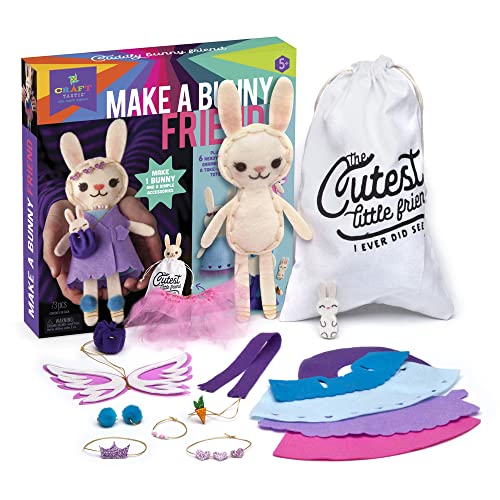 Craft-tastic – Make a Bunny Friend Craft Kit – Learn to Make 1 Easy-to-Sew Stuffie with Clothes & Accessories Craft-tastic