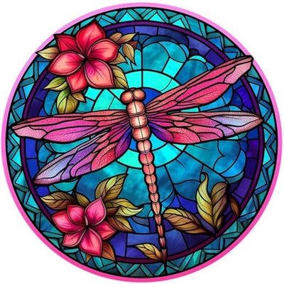 KTHOFCY 5D DIY Diamond Painting Kits for Adults Kids, Dragonfly Stained Glass Full Drill Embroidery Cross Stitch Crystal Rhinestone Paintings