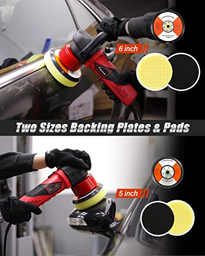 AVID POWER Buffer Polisher, 5-inch/6-inch Dual Action/DA Polisher for Car Detailing, Random Orbital Car Buffer Polisher Waxer Kit with 6 Variable AVID POWER