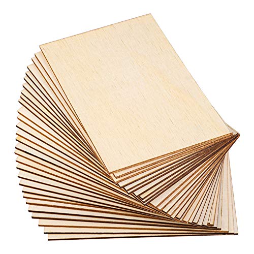 Ruisita 60 Pieces 6 x 4 Inch Rectangle Unfinished Wood Pieces Blank Sharp Corners for DIY Hand-Made Project and Home Decor Ruisita