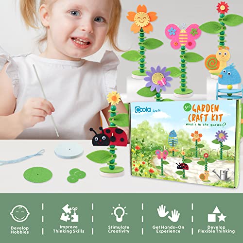 Coola Spring Craft Kit for Kids - Art and Craft DIY Early Educational Toys Suitable for Girls & Boys Pack 6 Include 2Flowers Snail Birdie Butterfly Coola